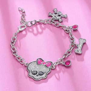 New Style Trends - Alt Emo Pink Skull Charm Bracelet - Outfit Ideas