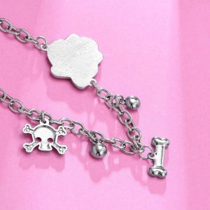 New Style Trends - Alt Emo Pink Skull Charm Bracelet - Outfit Ideas