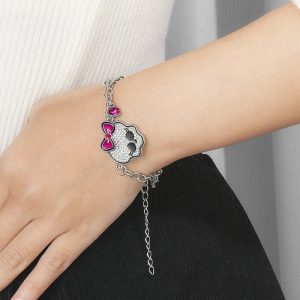 New Style Trends - Alt Emo Pink Skull Charm Bracelet - Outfit Ideas