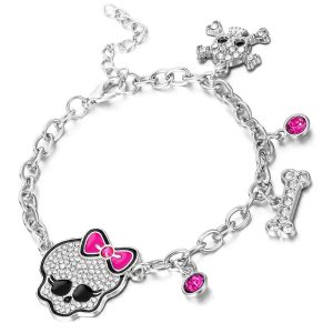 New Style Trends - Alt Emo Pink Skull Charm Bracelet - Outfit Ideas