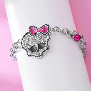 New Style Trends - Alt Emo Pink Skull Charm Bracelet - Outfit Ideas