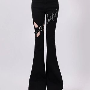 New Style Trends - Alt Faith Buckled Flare Pants - Outfit Ideas