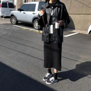 New Style Trends - Alt Fall Oversized Black Leather Shirt Jacket - Outfit Ideas