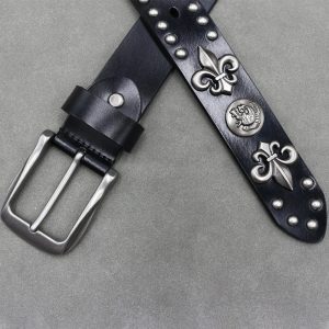 New Style Trends - Alt Fleur-de-Lis Studded Gothic Belt - Outfit Ideas