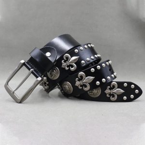 New Style Trends - Alt Fleur-de-Lis Studded Gothic Belt - Outfit Ideas