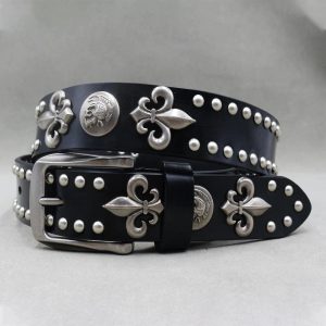 New Style Trends - Alt Fleur-de-Lis Studded Gothic Belt - Outfit Ideas