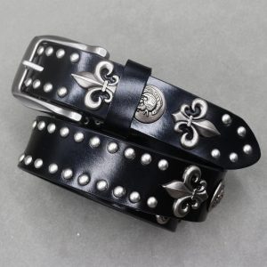 New Style Trends - Alt Fleur-de-Lis Studded Gothic Belt - Outfit Ideas