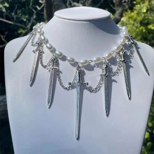 New Style Trends - Alt Goth Knight’s Valor Pearl Choker - Outfit Ideas