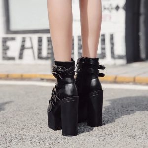 New Style Trends - Alt Goth Platform Round Boots - Outfit Ideas