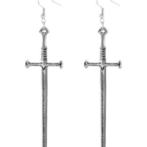New Style Trends - Alt Goth Silver Sword Drop Earring - Outfit Ideas