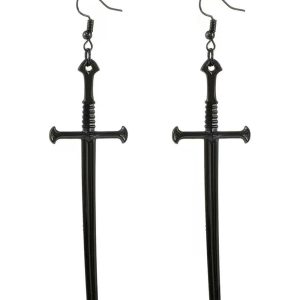New Style Trends - Alt Goth Silver Sword Drop Earring - Outfit Ideas