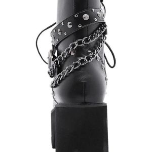 New Style Trends - Alt Gothic Black Rivets Ankle Boots - Outfit Ideas