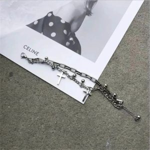 New Style Trends - Alt Gothic Cross Charm Layered Bracelet - Outfit Ideas