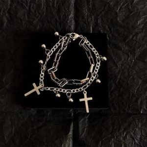 New Style Trends - Alt Gothic Cross Charm Layered Bracelet - Outfit Ideas