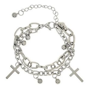 New Style Trends - Alt Gothic Cross Charm Layered Bracelet - Outfit Ideas