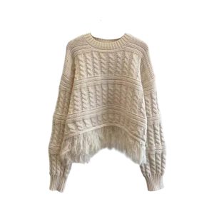 New Style Trends - Alt Grunge Fringe Striped Sweater - Outfit Ideas