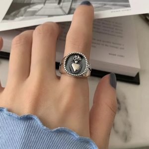 New Style Trends - Alt Hollow Heart Silver Ring - Outfit Ideas