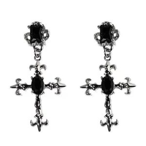 New Style Trends - Alt Large Cross Drill Jewel Earrings - Outfit Ideas