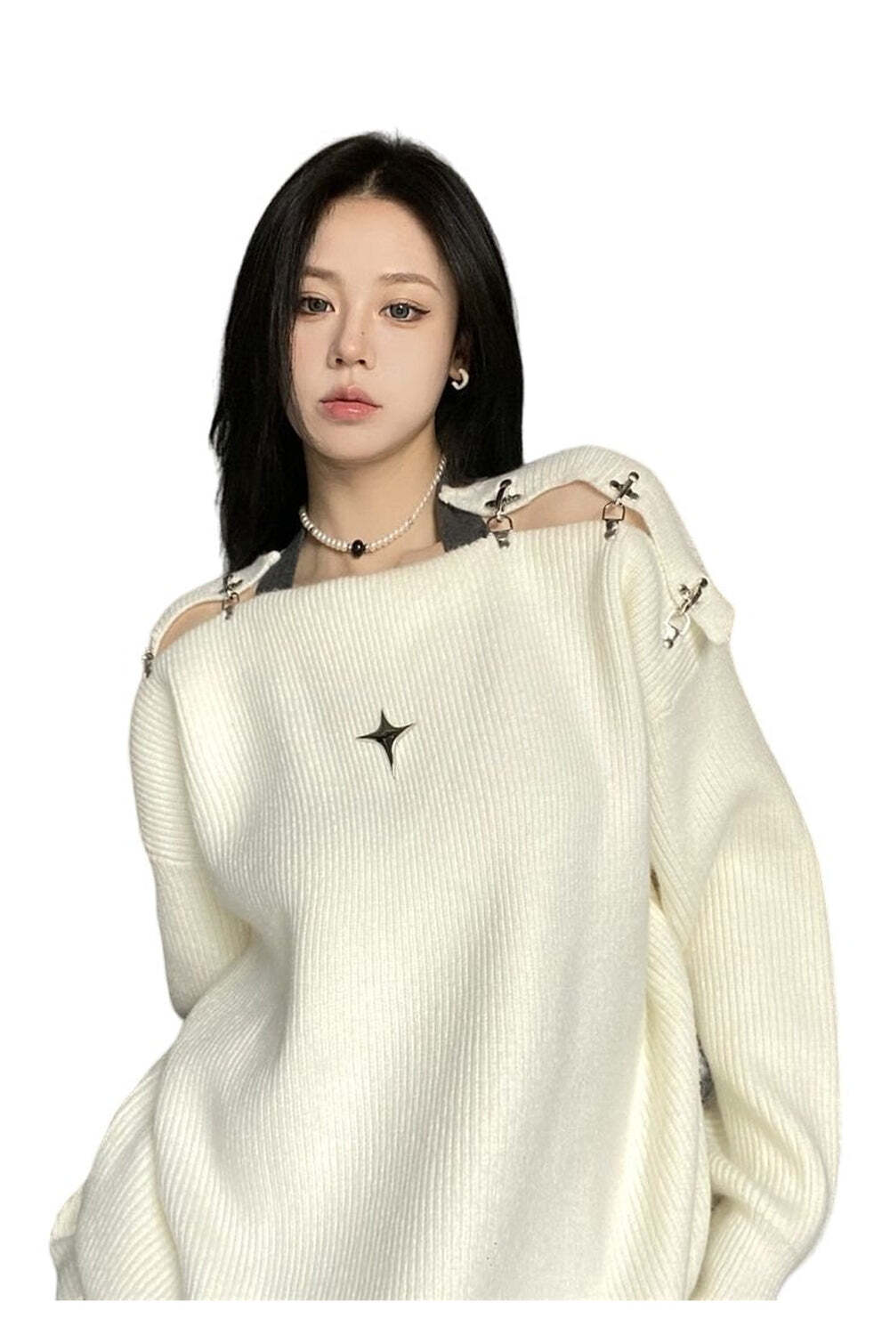 New Style Trends - Alt Off Shoulder Y2K Sweater - Outfit Ideas