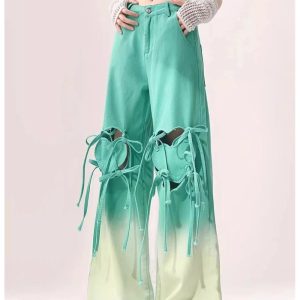 New Style Trends - Alt Ombre Cutout Lace-Up Pants - Outfit Ideas