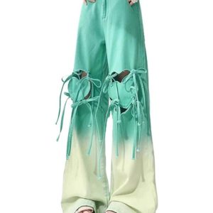 New Style Trends - Alt Ombre Cutout Lace-Up Pants - Outfit Ideas