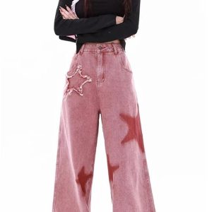 New Style Trends - Alt Pink High-waisted Wide Leg Jeans - Outfit Ideas