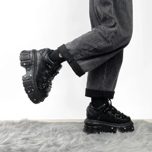 New Style Trends - Alt Punk Lace-up Ankle Sneakers - Outfit Ideas