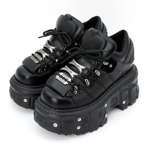 New Style Trends - Alt Punk Lace-up Ankle Sneakers - Outfit Ideas