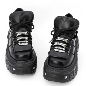 New Style Trends - Alt Punk Lace-up Ankle Sneakers - Outfit Ideas
