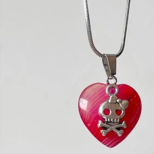 New Style Trends - Alt Punk Skull Heart Pendant Necklace - Outfit Ideas