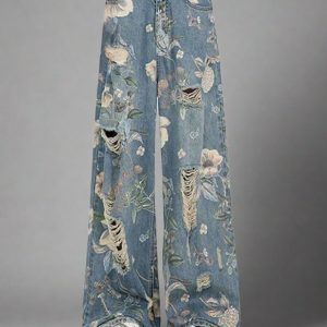 New Style Trends - Alt Retro Floral Wide-Leg Jeans - Outfit Ideas