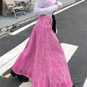 New Style Trends - Alt Rose Red Distressed A-line Skirt - Outfit Ideas