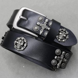 New Style Trends - Alt Skull Emblem Gothic Belt - Outfit Ideas