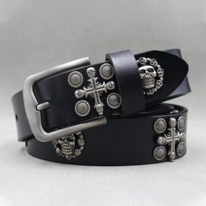 New Style Trends - Alt Skull Emblem Gothic Belt - Outfit Ideas