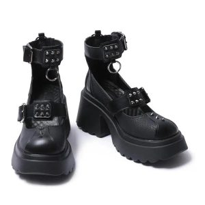 New Style Trends - Alt Spiked Ankle Strap Platform Heels - Outfit Ideas