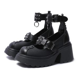 New Style Trends - Alt Spiked Ankle Strap Platform Heels - Outfit Ideas