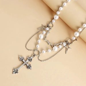 New Style Trends - Alt Victorian Gothic Rosary Pearl Necklace - Outfit Ideas