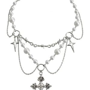 New Style Trends - Alt Victorian Gothic Rosary Pearl Necklace - Outfit Ideas