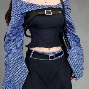 New Style Trends - Belted Rebel Retro Off-Shoulder Top - Outfit Ideas