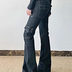 New Style Trends - Black Utility Y2k Flare Pants - Outfit Ideas