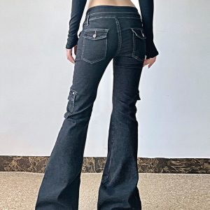 New Style Trends - Black Utility Y2k Flare Pants - Outfit Ideas