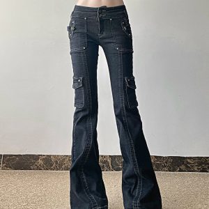 New Style Trends - Black Utility Y2k Flare Pants - Outfit Ideas