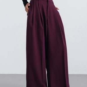 New Style Trends - Bordeaux Breeze Retro Palazzo Pants - Outfit Ideas