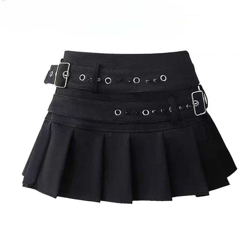 New Style Trends - Buckle Up Pleated Edgy Mini - Outfit Ideas