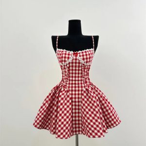 New Style Trends - Cherry Gingham Retro Sweetheart Dress - Outfit Ideas