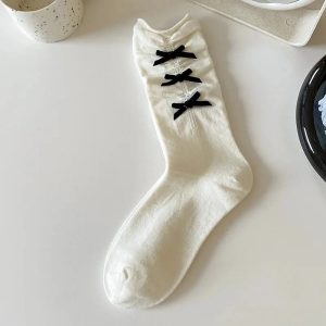 New Style Trends - Coquette Bow Adorned Ankle Socks - Outfit Ideas