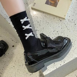 New Style Trends - Coquette Bow Adorned Ankle Socks - Outfit Ideas