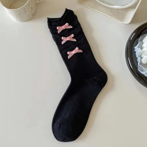 New Style Trends - Coquette Bow Adorned Ankle Socks - Outfit Ideas