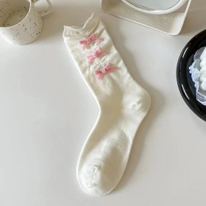 New Style Trends - Coquette Bow Adorned Ankle Socks - Outfit Ideas