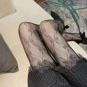 New Style Trends - Coquette Bow Fishnet Tights - Outfit Ideas